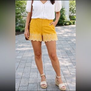 NWT Loft Size 12 Mustard Yellow Scallop Trim Women's Shorts